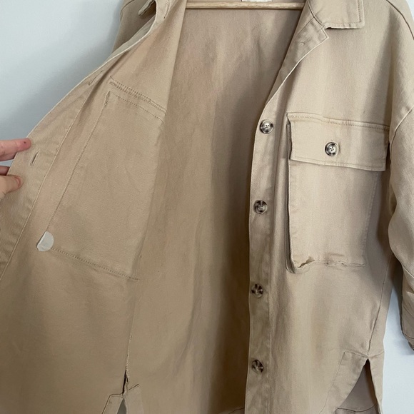 WOMANCE Beige Denim Jacket, Oversized Medium - Picture 11 of 14